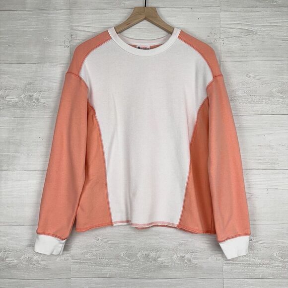 Sundry For‎ Evereve Color Block Sweatshirt Women M (2) Peach White Pullover Crew - Picture 14 of 14
